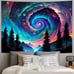 Galaxy Space Tapestry Colorful Starry Sky Tapestry Trippy Mountain Wall Decor