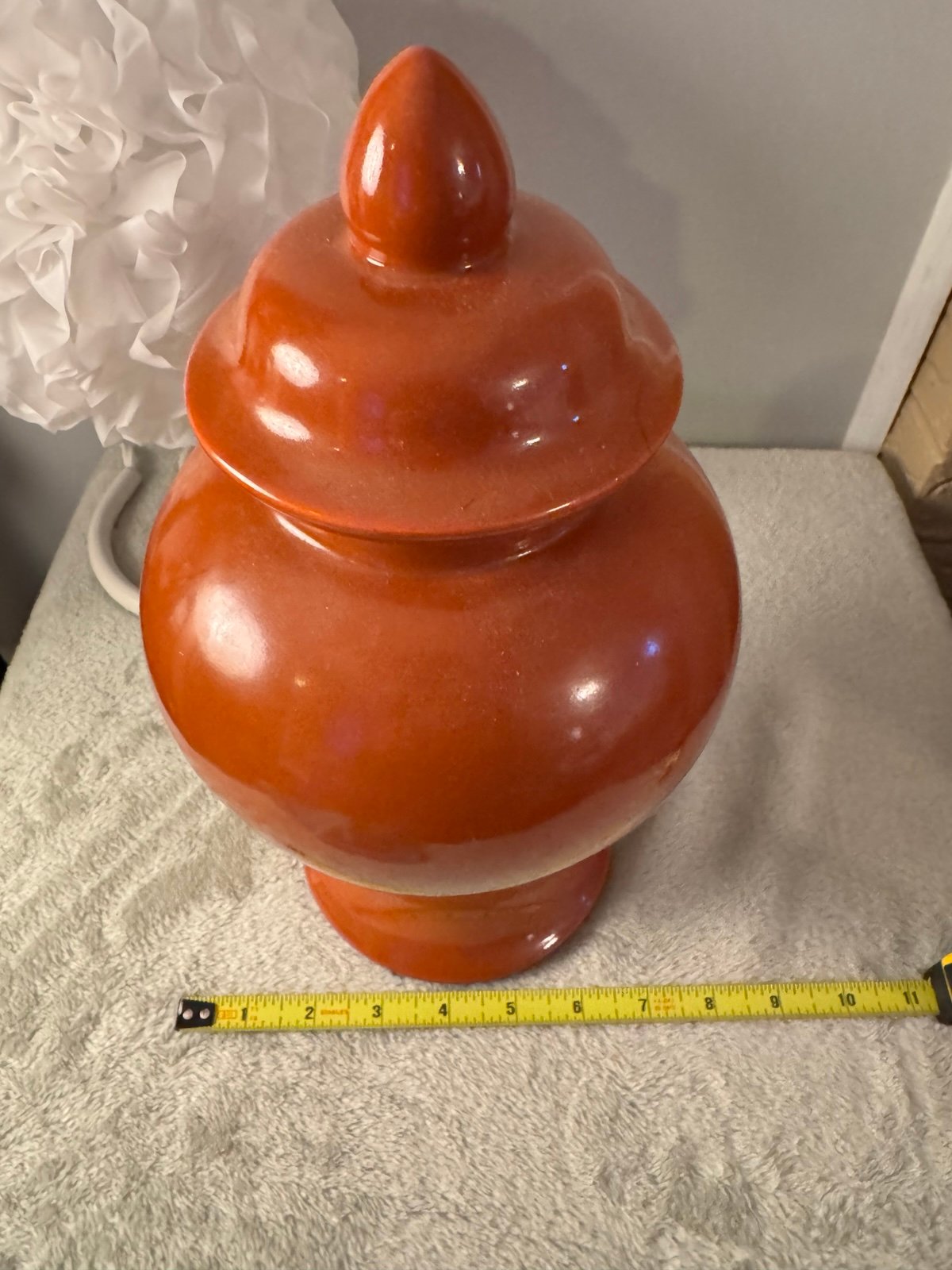 Large Heavy Burnt Orange Brown Ginger Jar Lidded Vase Urn Pottery
