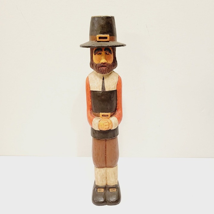 Vtg Kurt Adler Candle Holder Male Man Thanksgiving Folk Art Pilgrim