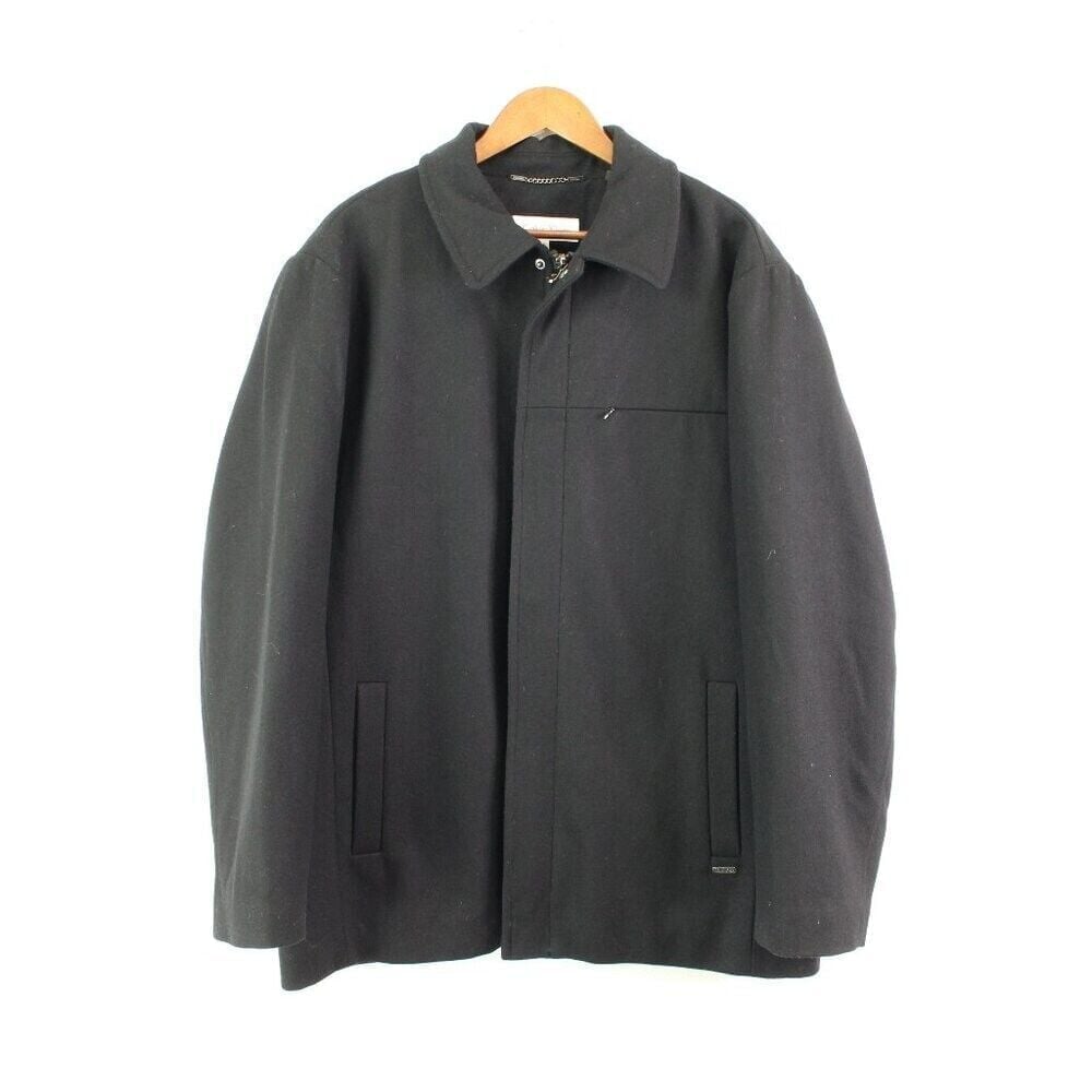 Calvin Klein Wool Blend Minimalist Zip Pea Coat Black Size L