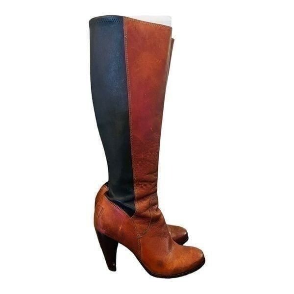 FRYE Mikaela Stretch Redwood Smooth Vintage Leather Knee Tall Boots size 7 1/2
