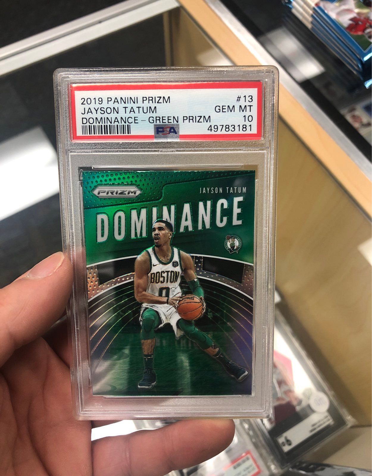 2019 panini prizm jayson tatum dominance-green prizm PSA 10