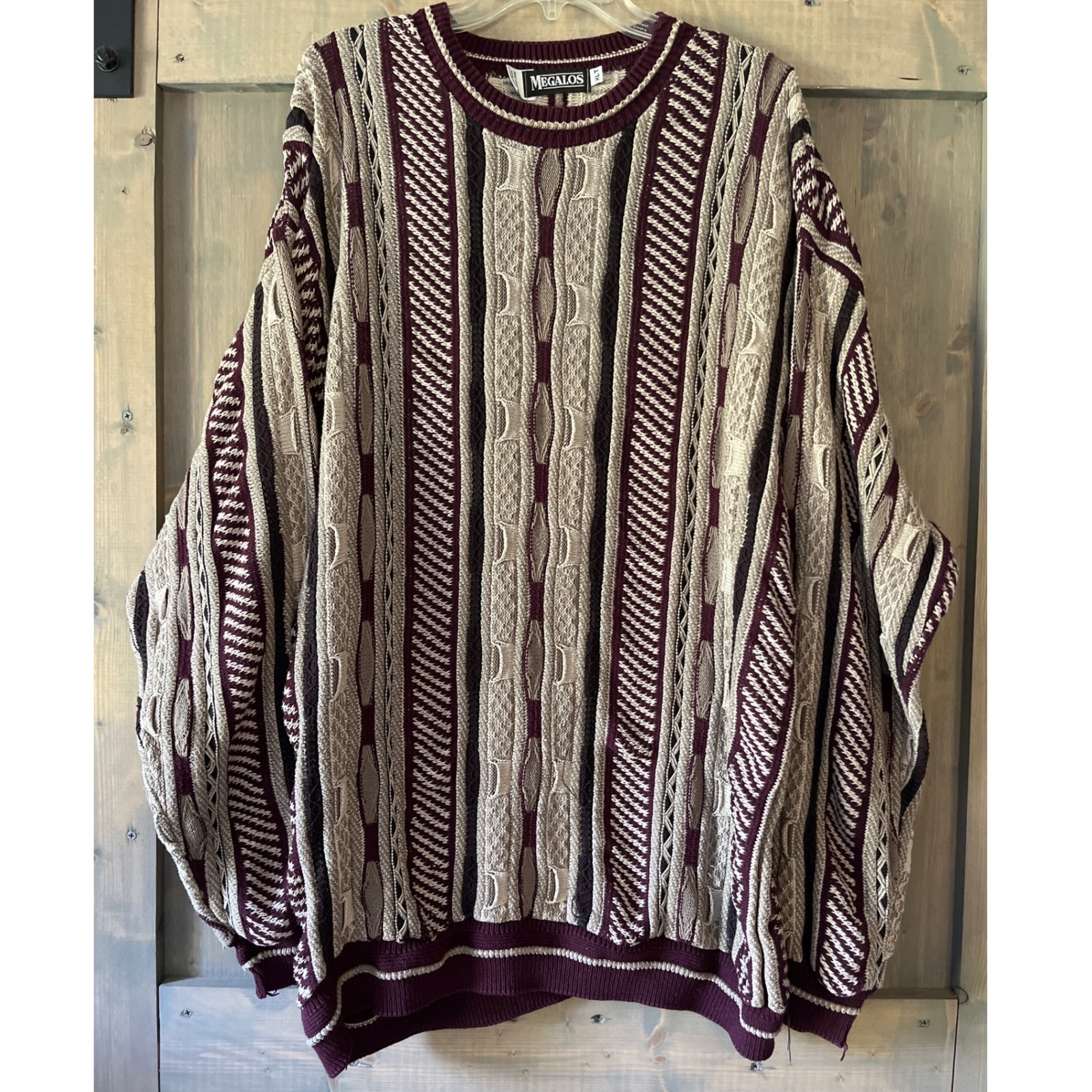 Vintage Coogie Style Knit Sweater Megalos Multicolor Men's Size XLT