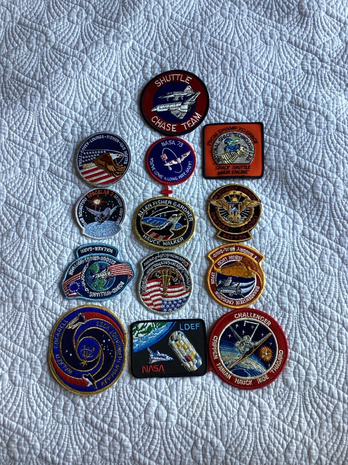 13 original nasa and shuttle patches unused