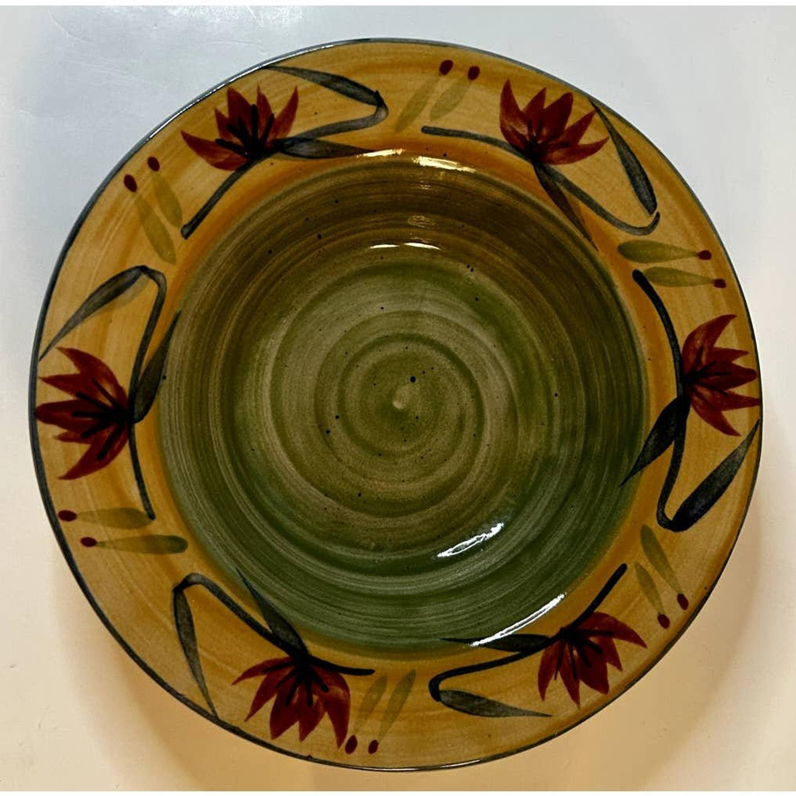 Pier 1 Imports Elizabeth Soup, Salad, or Pasta Stoneware Hand Painted Bowl 9.75"