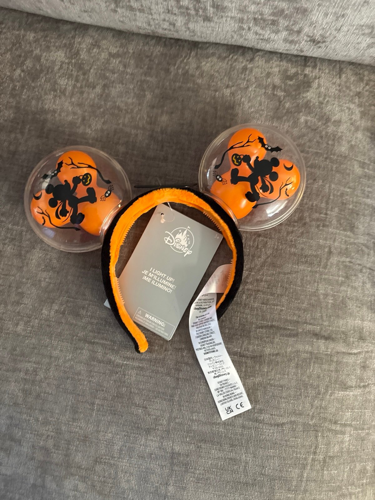 Disney Parks Halloween Mickey Mouse Balloon Light Up Ear Headband