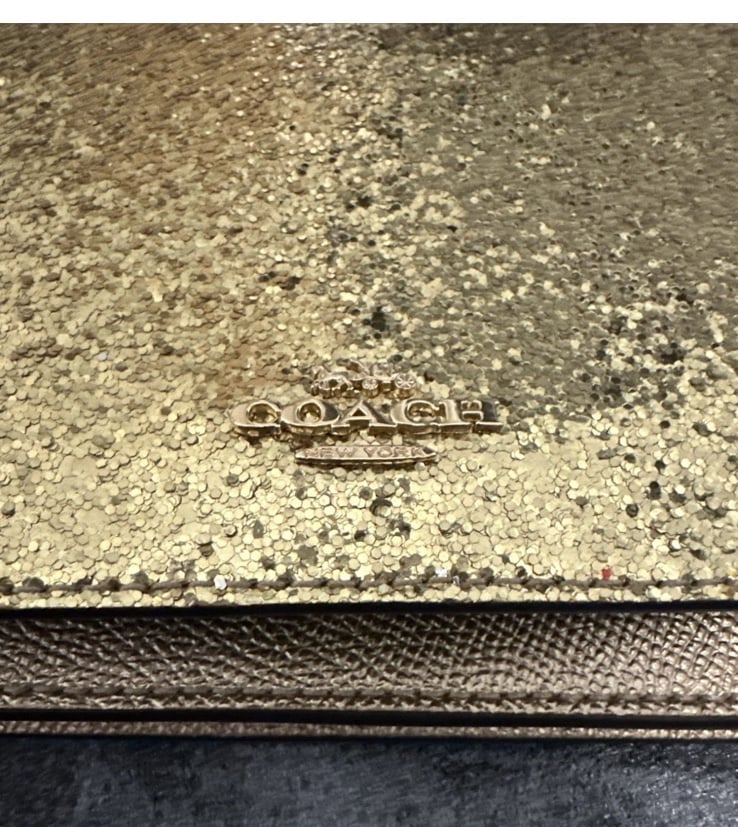 Coach The Glitter Collection Hayden Glitter Foldover Crossbody Gold F39640 NWT