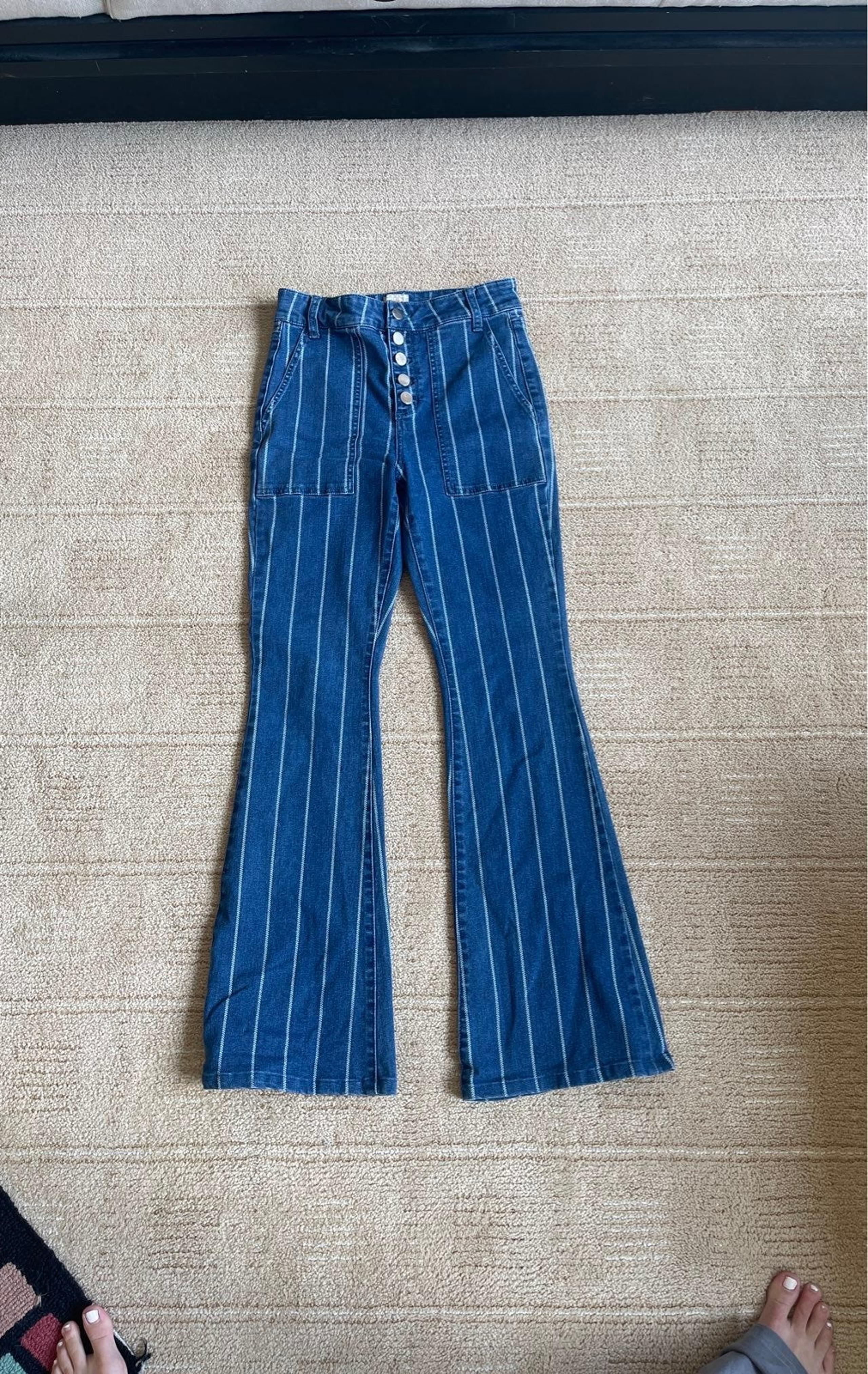 Gianni Bini denim stripe flare jeans