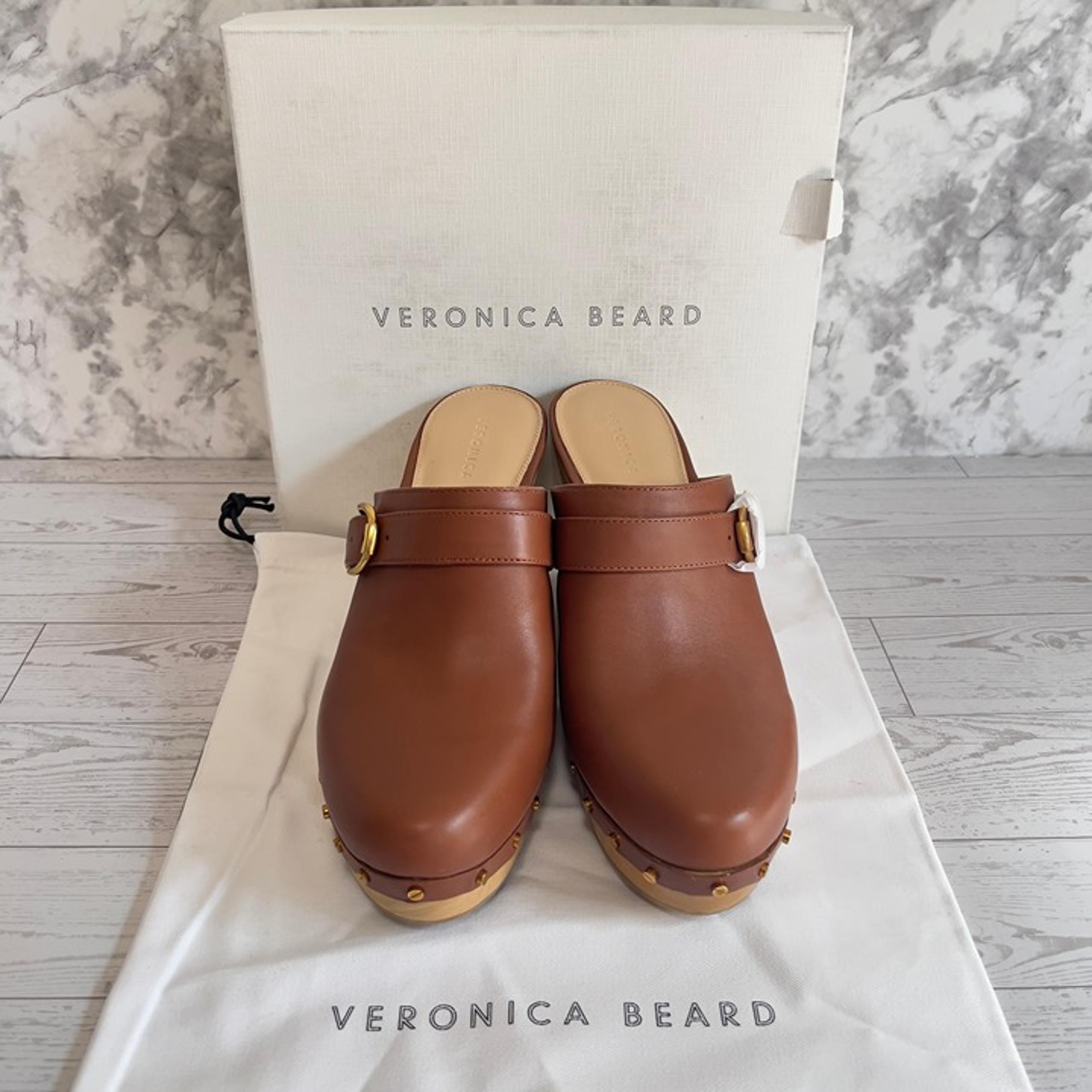 Veronica Beard Women's Hendrix Buckled Clogs Leather Hazelwood Brown Size 9.5