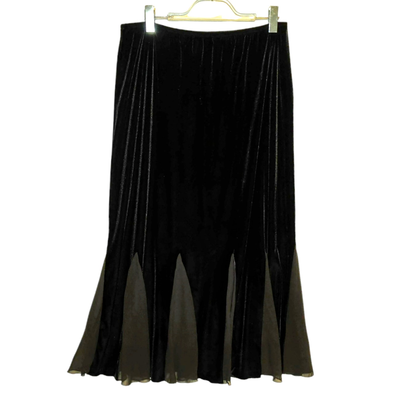Vintage 90's Y2k Dressbarn Women's Collection Maxi Velvet Skirt Sheer Panels 18W