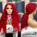 valentines red hawaiian curly lace wig
