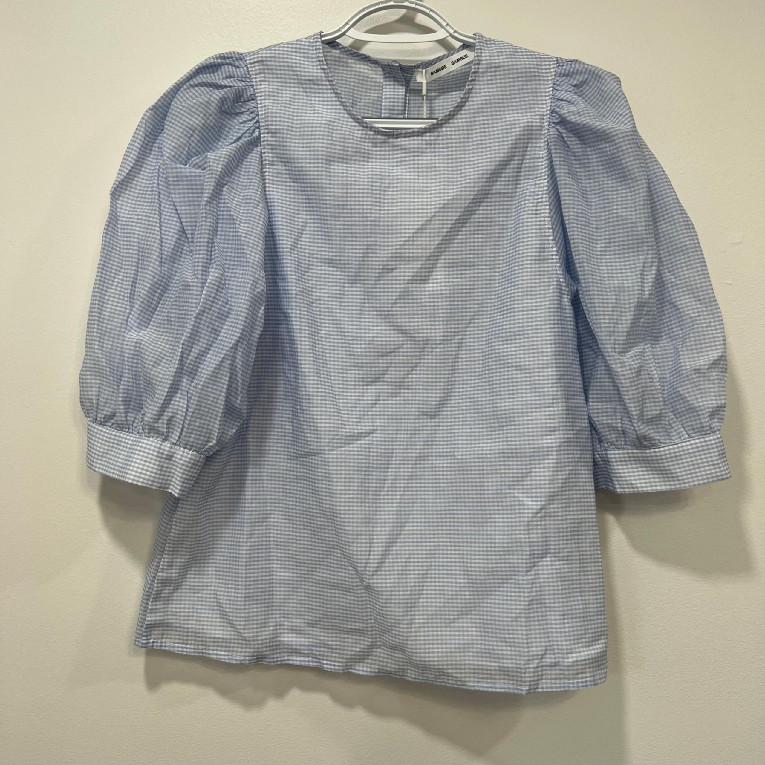 Samsoe Samsoe Womens Celestine Blouse Small NWT $170 Cotton Silk Blue Stripe