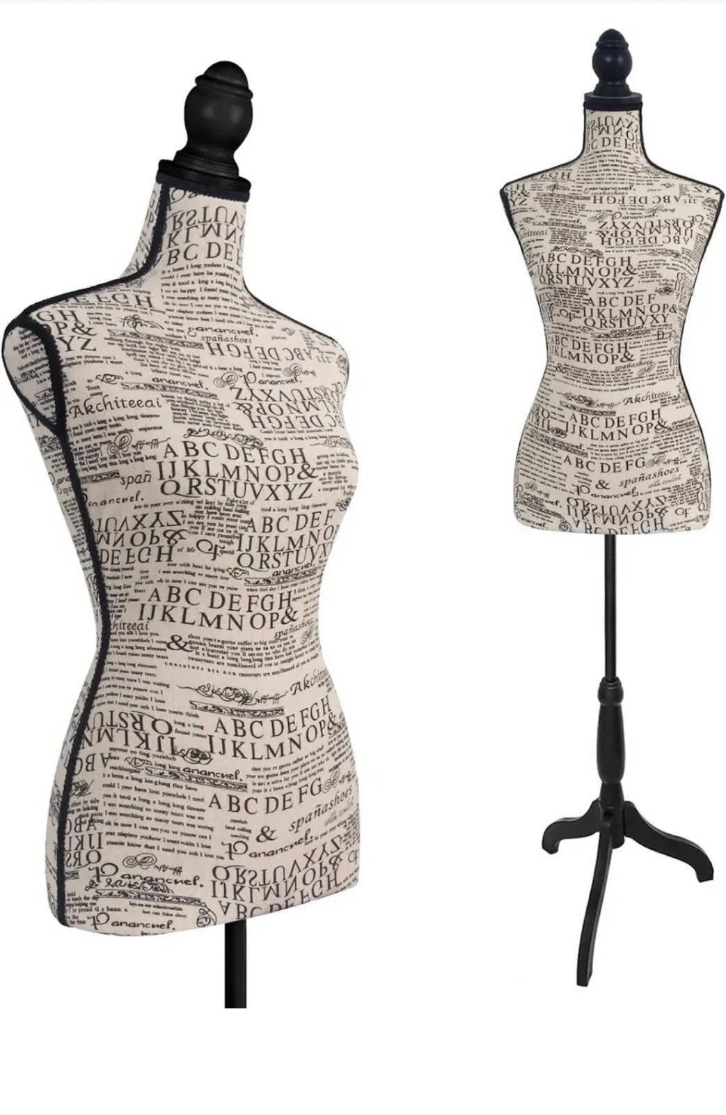 Female Mannequin Torso Dress Form w/Adjustable Tripod Stand Base Style