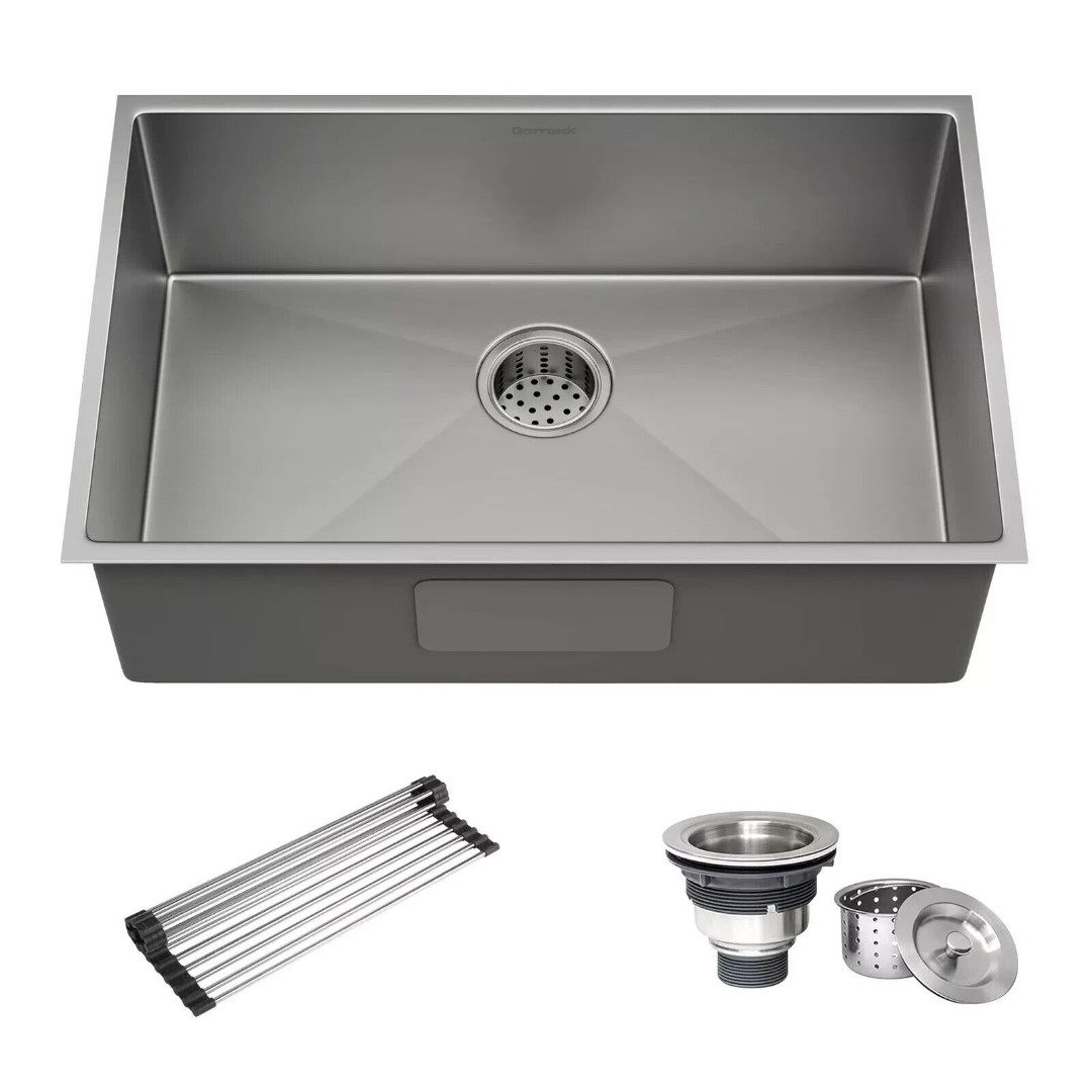 Gaomasck Kitchen Sink, 30 x 16.5 inch Undermount Kitchen Sink Single Bowl 16 ...