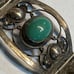 Vtg Designer Mexico Sterling Silver Heavy Bracelet Chrysoprase