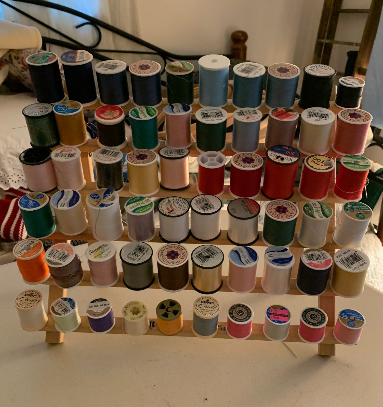 Spools of thread and holder