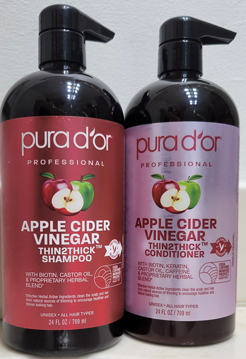 Pura d'or Apple Cider Vinegar (Large - 24 fl oz) Shampoo + Conditioner 24 oz
