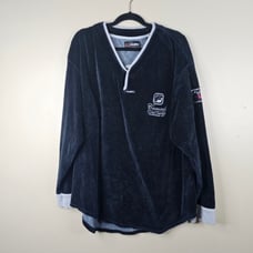 Fubu Casuals Collection Classic Comfort Men’s Vintage Black Henley Fleece XXL
