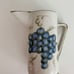 vintage MCM pitcher vase by artist John B Taylor ceramics with hand painted grap