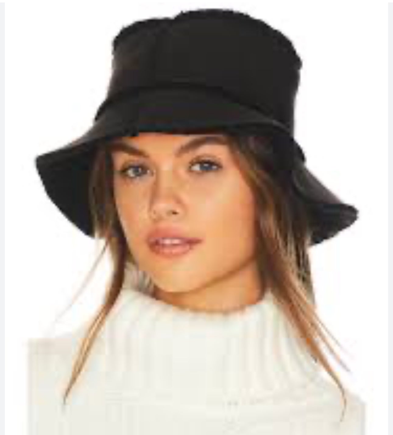 New!!! HAT ATTACK Reversible Faux Shearling Bucket Hat in Black