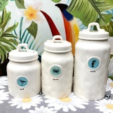 Rae Dunn Sea Life Seek, Wander, and Discover Canisters