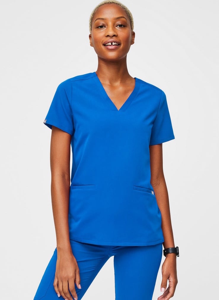 FIGS Royal Blue Three Pocket Scrub Top
