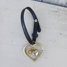 Juicy Couture Purse Handbag Heart Fob Charm Leather/Goldtone Large Citrine Gem