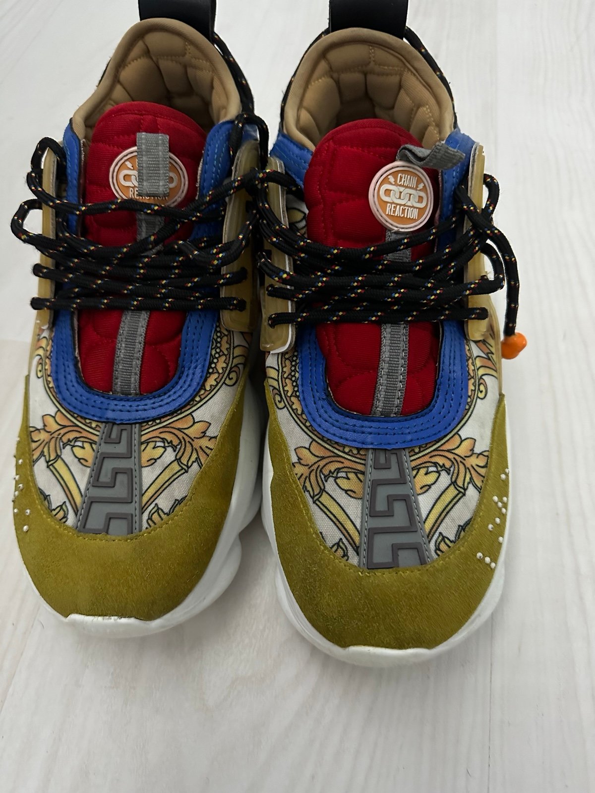 Versace Chain Reaction white Barocco Size 42. US 9.5