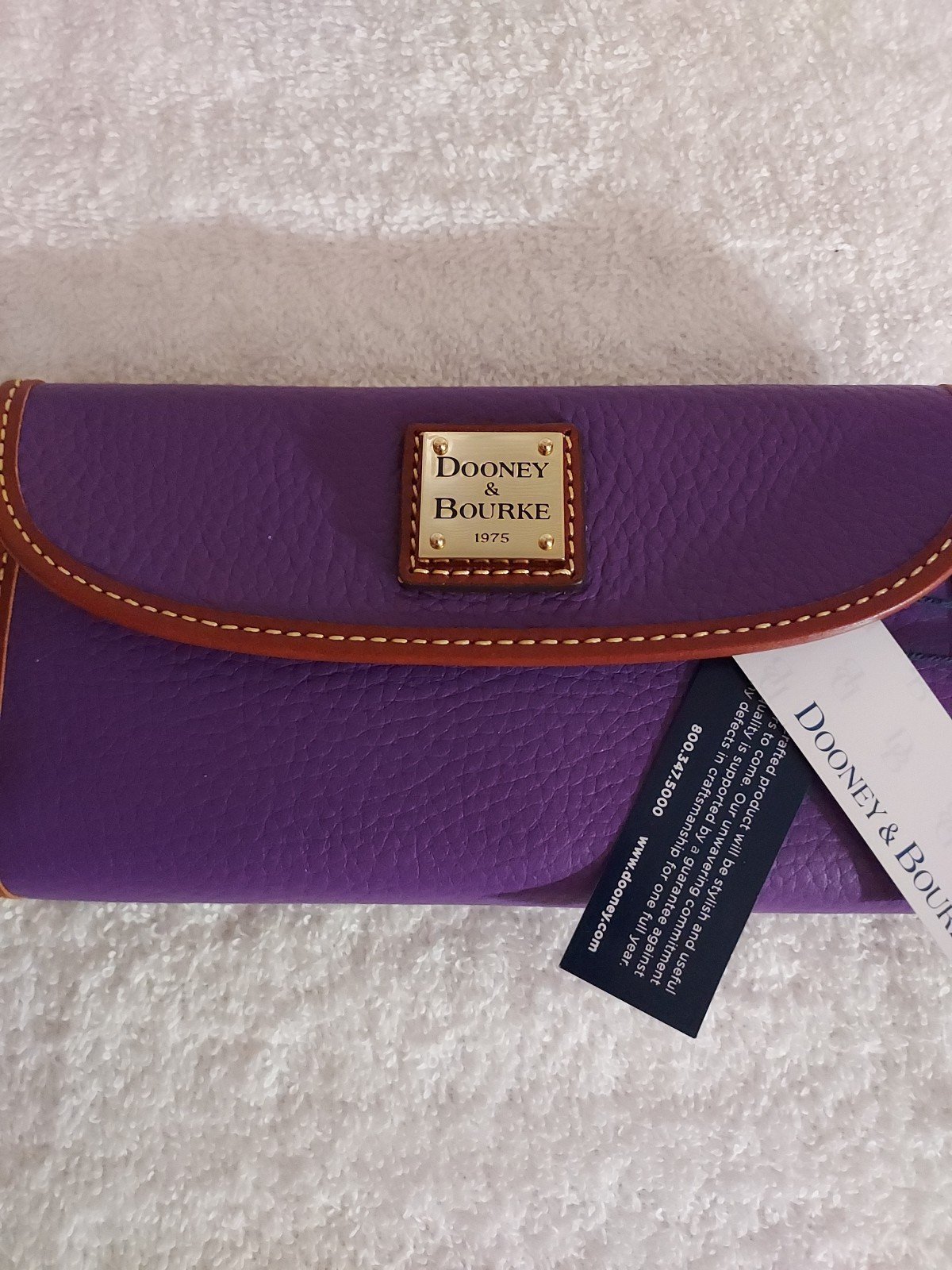 DOONEY & BOURKE PEBBLE GRAIN LEATHER CONTINENTAL PLUM WINE CLUTCH #2