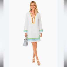 Tuckernuck SAIL TO SABLE Rainbow Ric Rac Long Sleeve Classic Tunic Dress