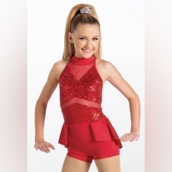 WEISSMAN Dance red sequin Costume leotard I Want Candy 11974 Child LC