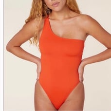 NEW Andie Swim Nantucket One Piece Swimsuit One Shoulder Sire Orange Size XS NWT