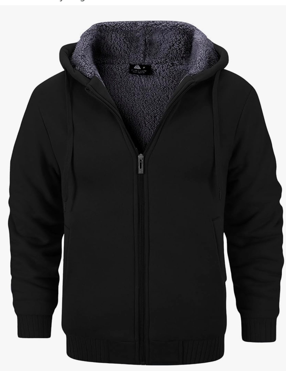 JACKETOWN Men Zip Up Hoodies Winter Fleece Jackets Coat Heavyweight Sherpa Large
