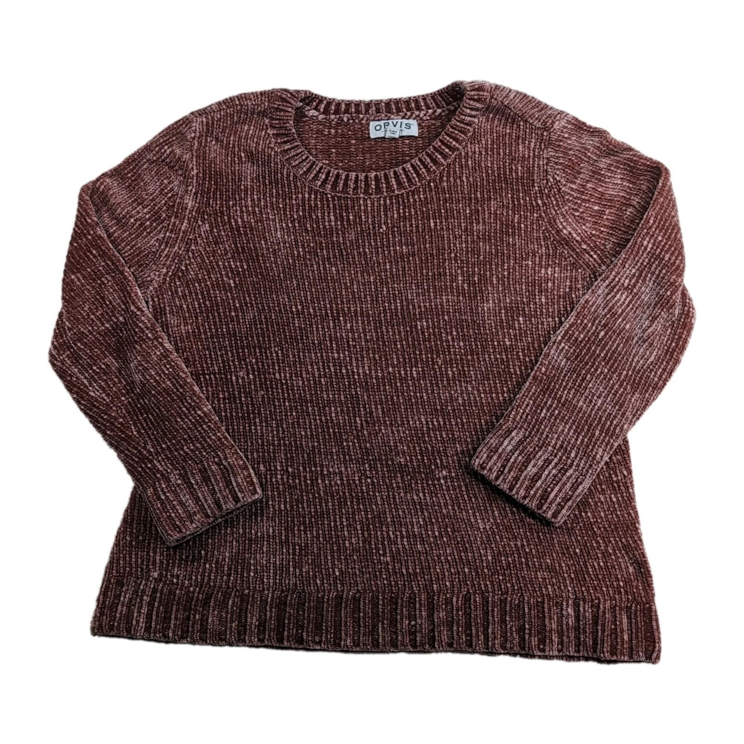Orvis Chenille Crew Neck Pullover Sweater Women's XL Rusty Rose Super Soft
