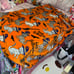 Boos hisses & Halloween orange witch witchy cats throw blanket