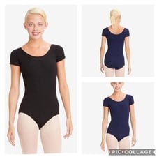 Capezio short sleeve leopard bundle of 2 black navy