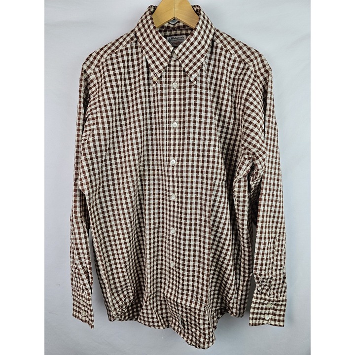 Creighton Shirtmakers Men's Vintage Shirt Size 16 1/2 Brown Long Sleeve 70s USA