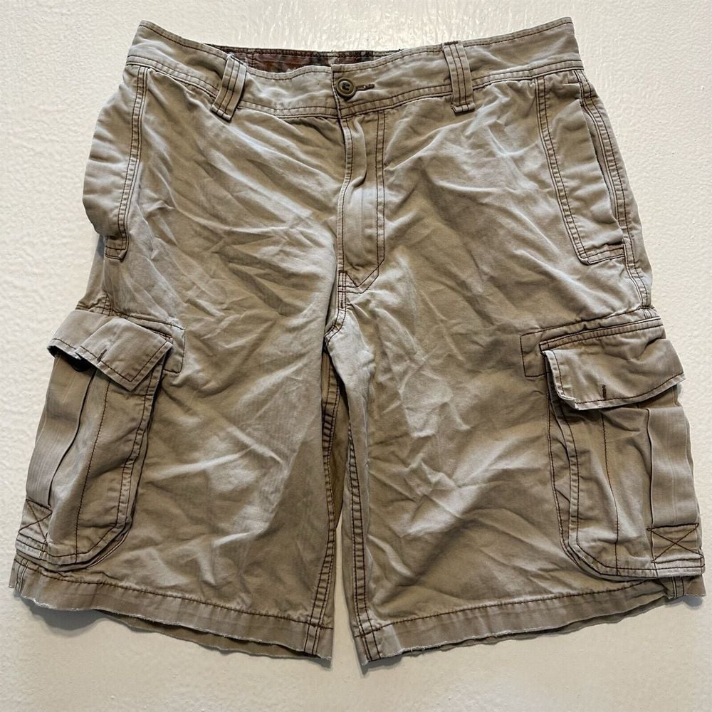 Lucky Brand 31 x 10 Khaki Herringbone Genuine Vintage Military Cargo Shorts