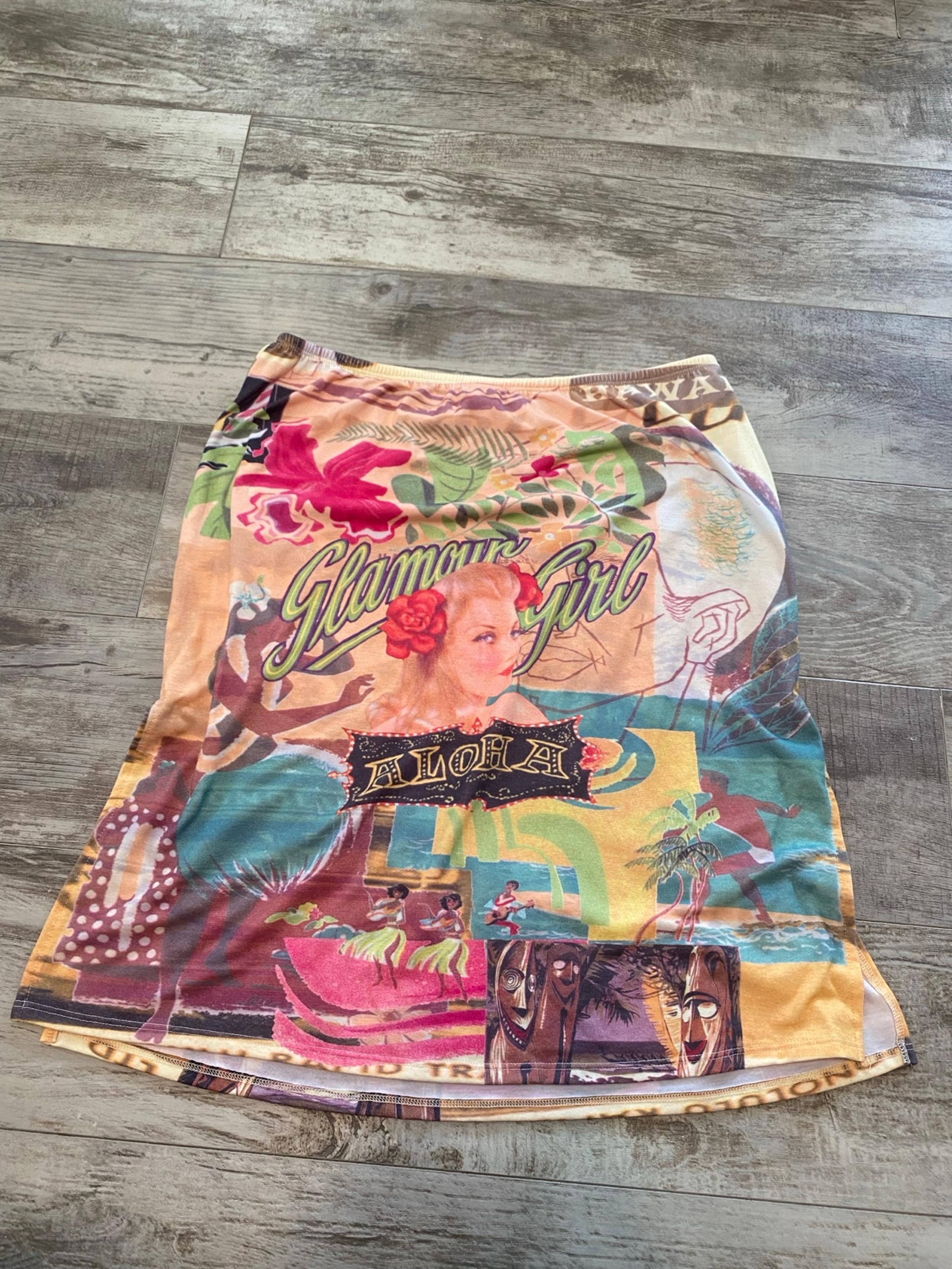 Vintage Boston Proper Women's Tropical Aloha Hawaiian Mini Skirt