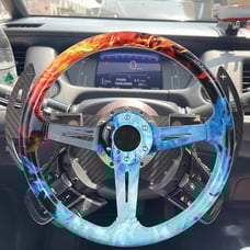 NEW JDM UNIVERSAL 350MM FIRE & WATER Acrylic Deep Dish 6 Holes Steering Wheel