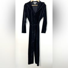 Vintage Y2K Victorias Secret Black Velvet Jumpsuit Loungwear Dark Feminine Med