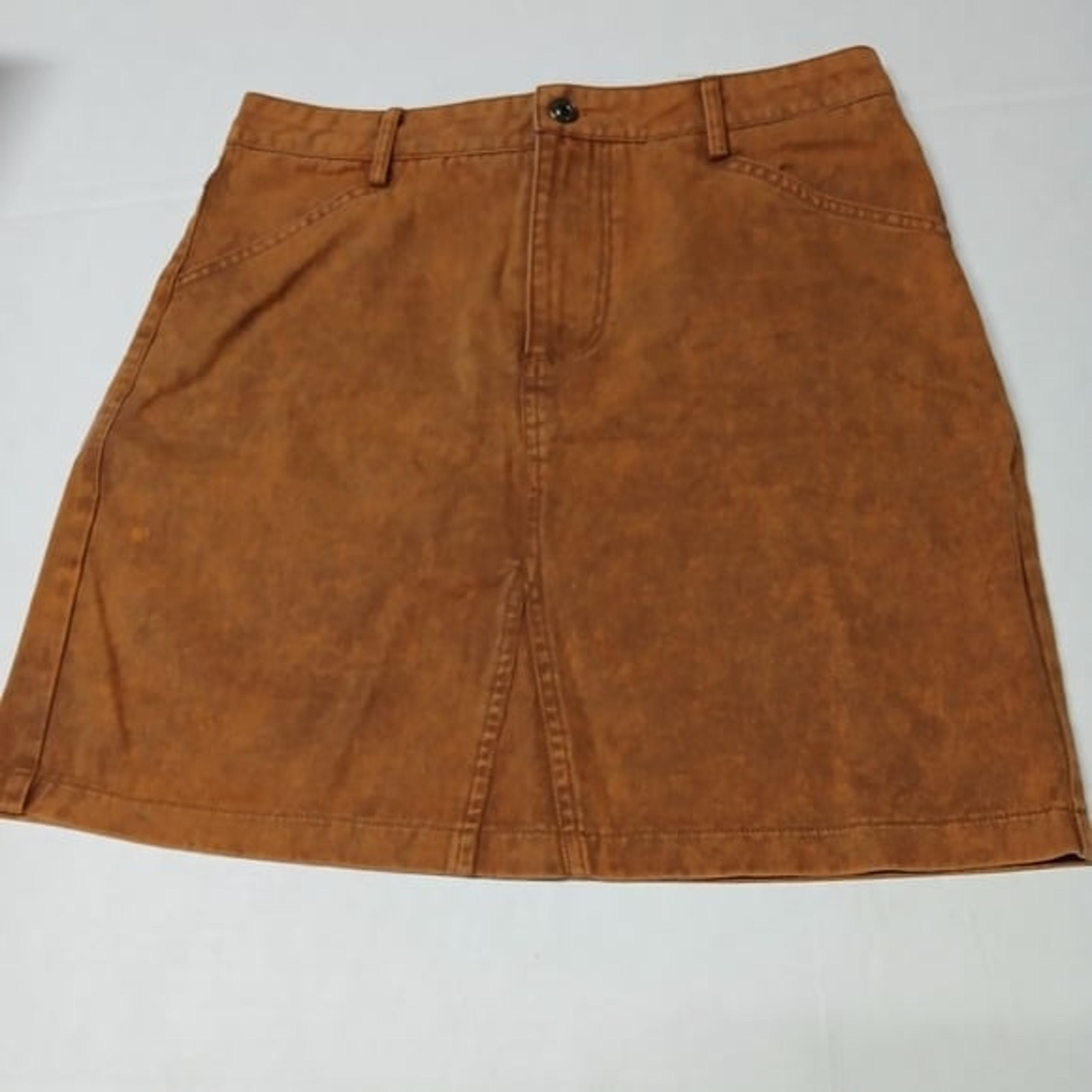 She + Sky Denim Mini Skirt w/ Pockets Burnt Orange Brown Sz M Cotton She And Sky