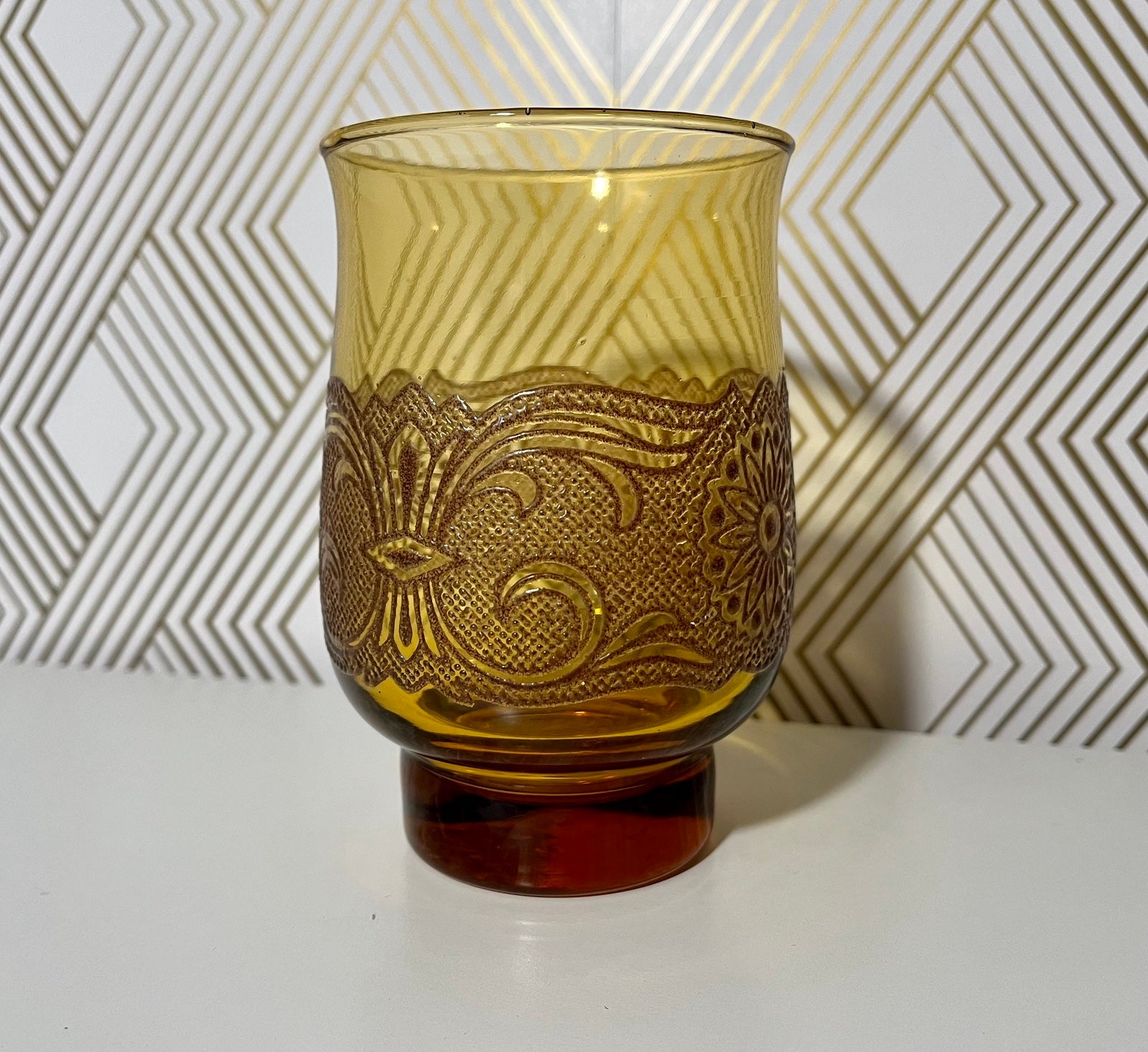 Elegant Set of 6 Vintage Libbey Amber Water Glasses - Perfect for Retro Chic