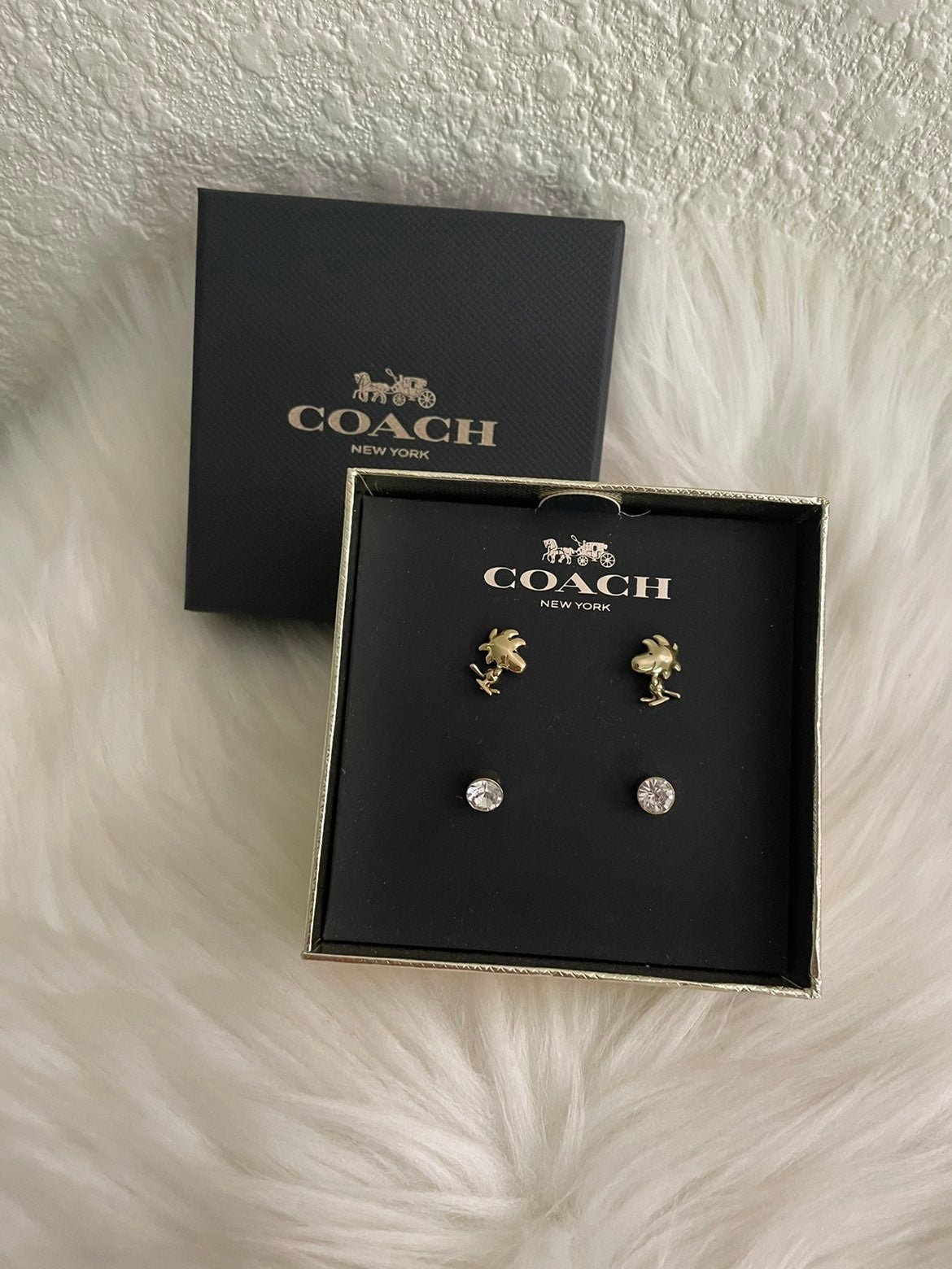 Coach X Peanuts Woodstock Stud Earrings Set