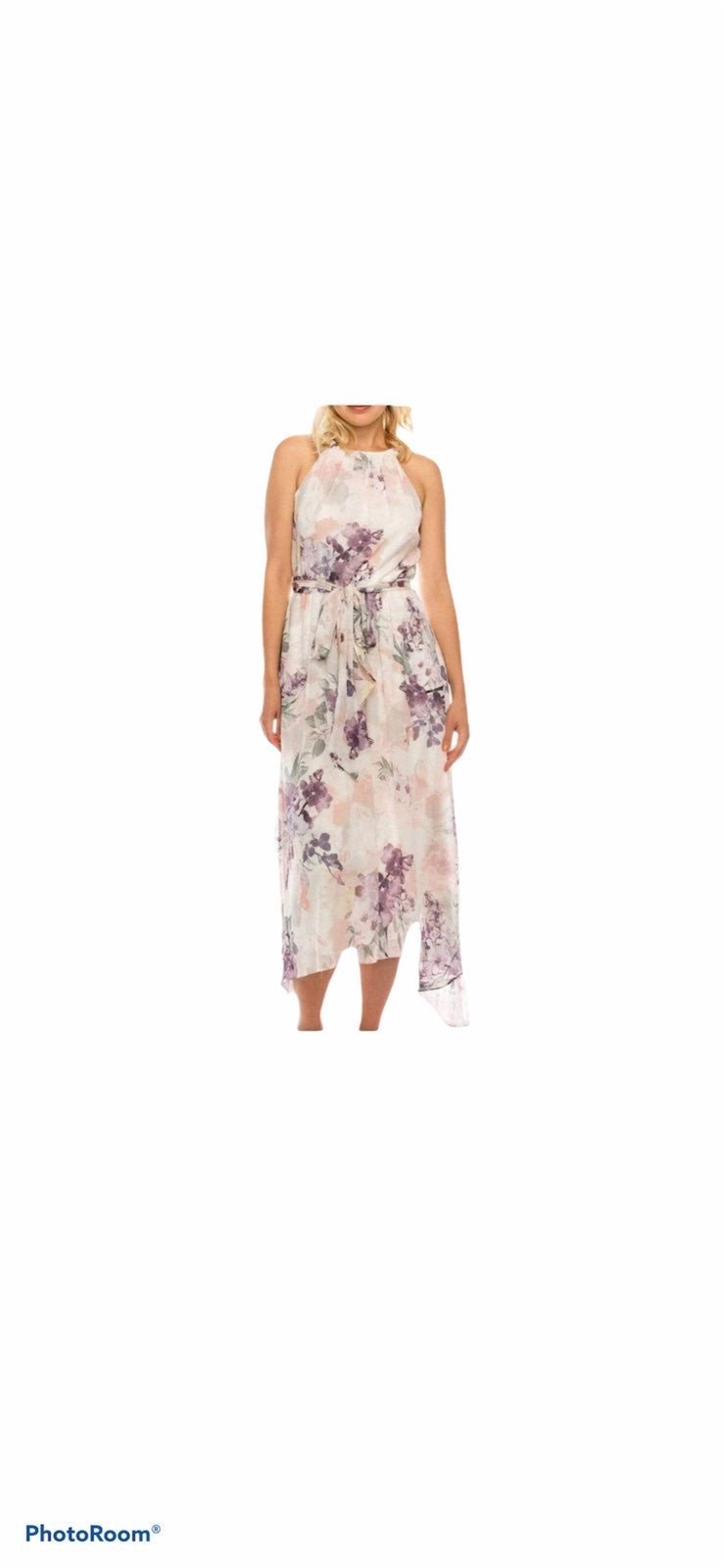 SLNY 8 Floral Printed Halter Neck Hi Lo