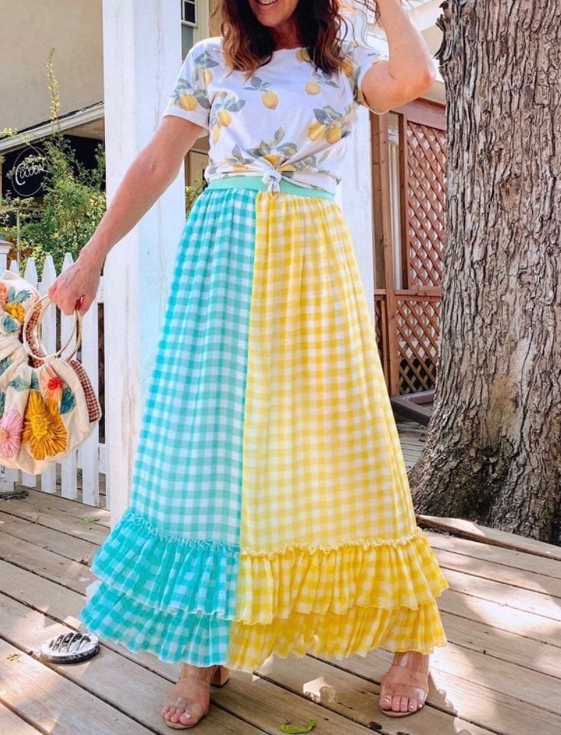 ANTHROPOLOGIE EVA FRANCO LYNSEY GINGHAM MAXI SKIRT