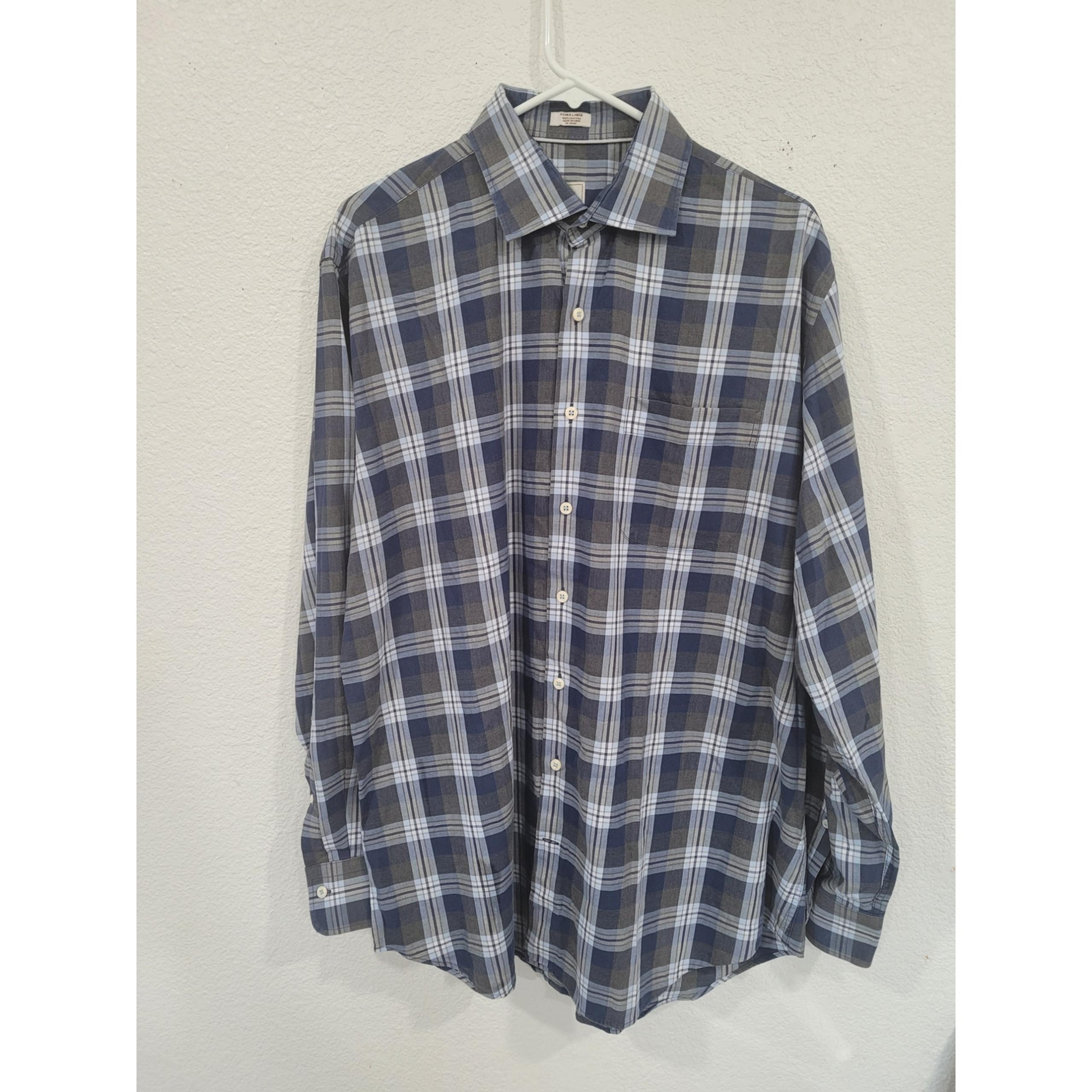 Peter Millar Men's Plaid Button Up 100% Cotton Long Sleeve Shirt size XL #14