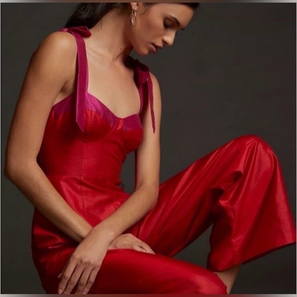 Hutch Red Tie-Strap Wide Leg Jumpsuit Sz 2