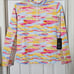 IBKUL Long Sleeve Zip Mock Neck Jessie Size Large Watermelon Multi Icefil UPF 50