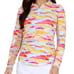 IBKUL Long Sleeve Zip Mock Neck Jessie Size Large Watermelon Multi Icefil UPF 50